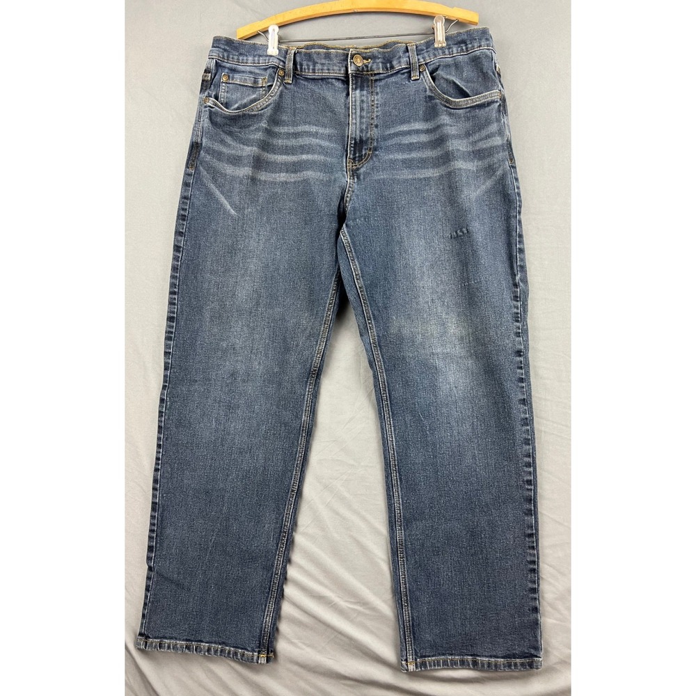 Falls Creek Relaxed Stretch Jeans Mens 44x30 Blue Medium Wash Denim Good